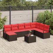 vidaXL Soffset med kudde 9 pcs Brun konstrotting