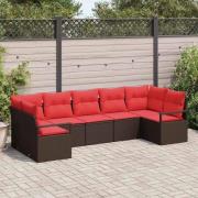 vidaXL Soffset med kudde 7 pcs Brun konstrotting