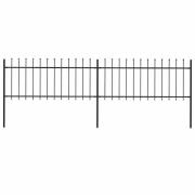 vidaXL Trädgårdsstaket med spjutspets stål 359x80 cm svart