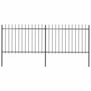 vidaXL Trädgårdsstaket med spjuttopp stål 3,4x1,2 m svart