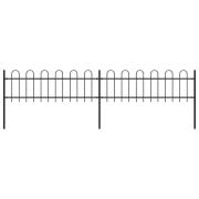 vidaXL Trädgårdsstaket med bågeöverdel stål 359x60 cm svart