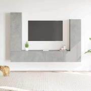 vidaXL Tv-skåp 4 delar betonggrå konstruerat trä