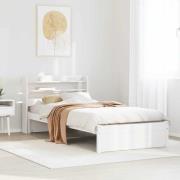 vidaXL Sängram med huvudgavel utan madrass vit 90x190 cm
