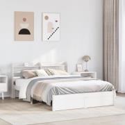 vidaXL Sängram med huvudgavel utan madrass vit 120x200 cm
