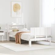vidaXL Sängram med huvudgavel utan madrass vit 90x200 cm