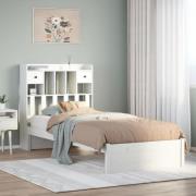 vidaXL Säng med bokhylla utan madrass vit 90x190cm massiv furu
