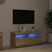 vidaXL TV-bänk med LED-belysning sonoma-ek 90x35x40 cm