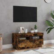 vidaXL Tv-bänk med LED-belysning rökfärgad ek 80x35x40 cm