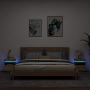 vidaXL Sängbord med LED-belysning 2 st sonoma-ek 40x39x48,5 cm