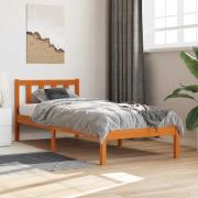 vidaXL Sängram utan madrass vaxbrun 100x200 cm massiv furu