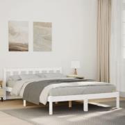vidaXL Sängram utan madrass extra lång vit 140x210 cm massiv furu