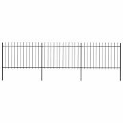 vidaXL Trädgårdsstaket med spjuttopp stål 537x120 cm svart