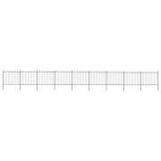 vidaXL Trädgårdsstaket med bågeöverdel stål 1603,5x150 cm svart