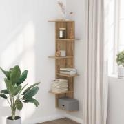 vidaXL Vägghylla hörn ek 36,5x36,5x140 cm konstruerat trä