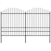 vidaXL Trädgårdsstaket med spjutstång stål 359x200 cm svart
