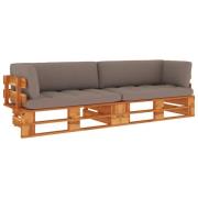 vidaXL Pallsoffa 2-sits med dynor honungsbrun impregnerad furu