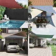 vidaXL Solskugge segel Blå och Vit 7 x 4 m 100% polyester oxford