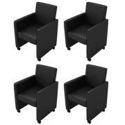 vidaXL Matstolar 4 st svart konstläder
