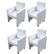 vidaXL Matstolar 4 st vit konstläder