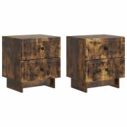 vidaXL Nattduksbord 2 pcs Rökt ek 43 x 34,5 x 47,5 cm Konstruerat trä