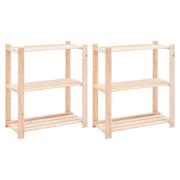 vidaXL Förvaringshylla 3 hyllor 2 st 80x38x90 cm massiv furu 150 kg