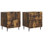 vidaXL Nattduksbord 2 pcs Rökt ek 43 x 34,5 x 49,5 cm Konstruerat trä