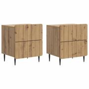 vidaXL Nattduksbord med låda 2 pcs Artisan-ek 43 x 34,5 x 49,5 cm