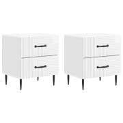 vidaXL Nattduksbord med låda 2 pcs Vit högglans 43 x 34,5 x 47,5 cm