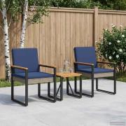 vidaXL Utemöbelset med kudde 3 pcs Grå och Marinblå konstrotting