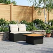 vidaXL 2 Stycke Trädgårdsmellansoffa med lyftbord konstrotting