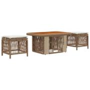 vidaXL Trädgårdsmöbelset 3 pcs Beige och gräddfärgad konstrotting