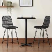 vidaXL Barpall 2 pcs Svart 44 x 54 x 96 cm Rattan och Stål