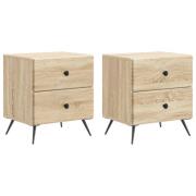 vidaXL Nattduksbord med låda 2 pcs Sonoma-ek 43 x 34,5 x 47,5 cm