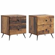 vidaXL Nattduksbord med låda 2 pcs Gammalt trä 43 x 34,5 x 47,5 cm