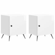 vidaXL Nattduksbord 2 pcs Vit högglans 43 x 34,5 x 50 cm