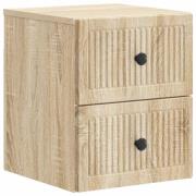 vidaXL Väggmonterat Sängbord med låda Sonoma-ek 33 x 34,5 x 40 cm