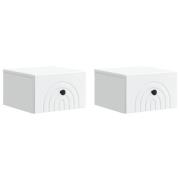 vidaXL Väggmonterat Sängbord med låda 2 pcs Vit 33 x 34,5 x 20 cm