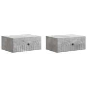 vidaXL Väggmonterat Sängbord 2 pcs Betonggrå 49 x 34,5 x 20 cm