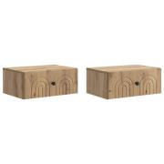vidaXL Väggmonterat Sängbord 2 pcs Artisan-ek 49 x 34,5 x 20 cm