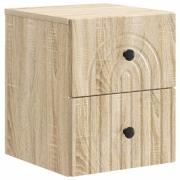 vidaXL Väggmonterat Sängbord med låda Sonoma-ek 33 x 34,5 x 40 cm