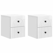 vidaXL Väggmonterat Sängbord 2 pcs Vit högglans 33 x 34,5 x 40 cm