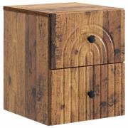 vidaXL Väggmonterat Sängbord med låda Gammalt trä 33 x 34,5 x 40 cm