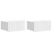 vidaXL Väggmonterat Sängbord med låda 2 pcs Vit 49 x 34,5 x 24 cm