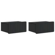 vidaXL Väggmonterat Sängbord med låda 2 pcs Svart 49 x 34,5 x 24 cm