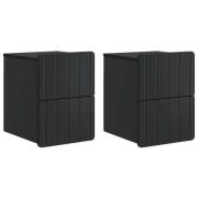 vidaXL Väggmonterat Sängbord med låda 2 pcs Svart 33 x 34,5 x 43 cm