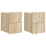 vidaXL Väggmonterat Sängbord 2 pcs Sonoma-ek 33 x 34,5 x 43 cm