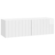 vidaXL Väggmonterad TV-bänk Väggmonterad Vit högglans 98 x 31 x 30 cm