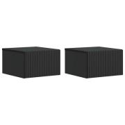 vidaXL Väggmonterat Sängbord med låda 2 pcs Svart 33 x 34,5 x 20 cm