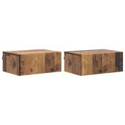 vidaXL Väggmonterat Sängbord 2 pcs Gammalt trä 49 x 34,5 x 20 cm