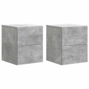 vidaXL Väggmonterat Sängbord 2 pcs Betonggrå 33 x 34,5 x 40 cm